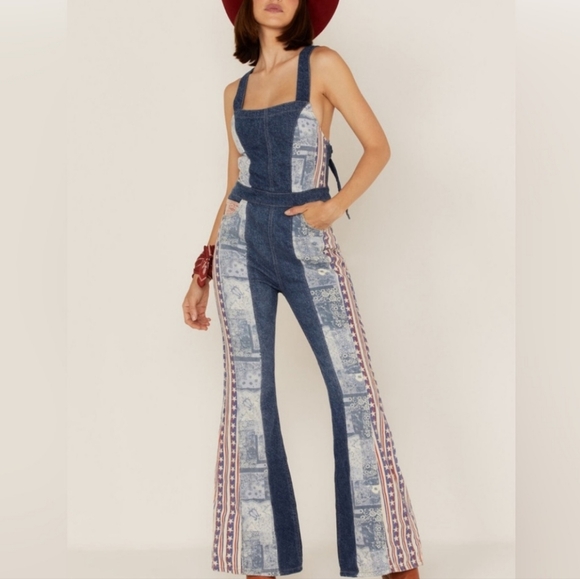 NWOT  | Free People We The Free | Dallas Americana Denim Jumpsuit - Picture 4 of 14